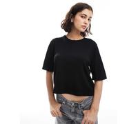 Vero Moda - T-shirt squadrata in maglia nera-Nero XS