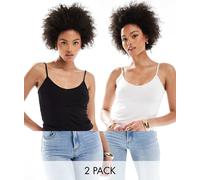 Vero Moda Tall - Confezione da 2 canottiere nera e bianca in jersey-Multicolore XS