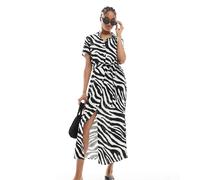 Vero Moda Tall - Easy - Vestito camicia lungo con stampa zebrata e bottoni-Bianco S