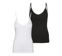 VERO MODA Vmmaxi My Soft V Canotta 2 Pezzi Noos Tall Canottiera, Nero/Confezione: Bianco Brillante, L Donna