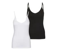 VERO MODA Vmmaxi My Soft V Canotta 2 Pezzi Noos Tall Canottiera, Nero/Confezione: Bianco Brillante, L Donna
