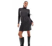 Vero Moda Tall - Vestito corto accollato e allacciato in vita in maglia nero XS