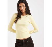 Vero Moda - Top a maniche lunghe color meringa al limone a costine-Giallo M