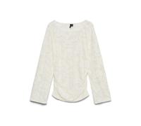 VERO MODA Top a maniche lunghe con scollo a barca arricciato e dettagli in pizzo di VERO MODA Bianco