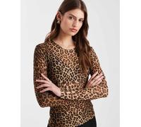 Vero Moda - Top a maniche lunghe leopardato in rete trasparente-Neutro S