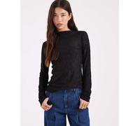 Vero Moda - Top a maniche lunghe nero e trasparente a fiori dévoré XS