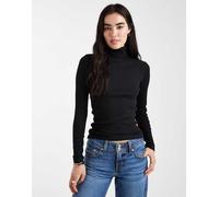 Vero Moda - Top a maniche lunghe nero in jersey a coste con collo alto L