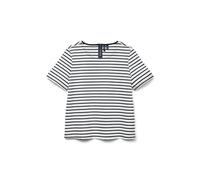 VERO MODA Top a Righe Collo Tondo e Design con Zip, T-Shirt Stretch - Maglia a Righe per Donna, Colore:Marina, Taglia:XS