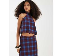 Vero Moda - Top allacciato al collo blu a quadri in coordinato L
