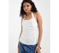 Vero Moda - Top allacciato al collo in jersey liscio bianco S