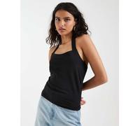 Vero Moda - Top allacciato al collo in jersey liscio nero XL