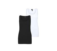 Vero Moda Vmmaxi My Soft-Canottiera Lunga, 2 Parte Superiore, Nero/Confezione: Bianco Brillante, L Donna