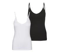 VERO MODA Top da Donna, Nero/Confezione: Bianco Brillante, L