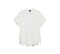 VERO MODA Top da Donna Stile Casual con Scollo a V e Polsini arrotolati, Camicia a Maniche Corte, Colore:Bianco, Taglia:XL