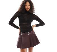 Vero Moda - Top in jersey accollato nero con dettaglio in pizzo XS