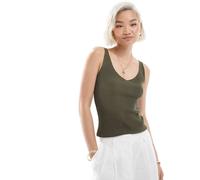 Vero Moda - Top in maglia kaki con scollo a V-Verde 2XL