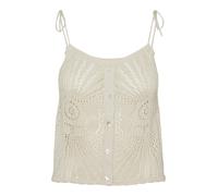 Vero Moda - Canottiera color crema all'uncinetto con bottoni e spalline allacciate-Bianco L