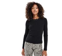 Vero Moda - Top mini nero a coste a maniche lunghe XS