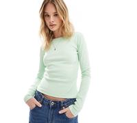 Vero Moda - Top mini verde pastello a coste a maniche lunghe L