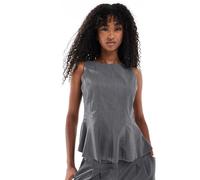 Vero Moda - Top sartoriale con orlo a peplo grigio mélange in coordinato M