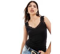Vero Moda - Top senza maniche in jersey nero con finiture in pizzo XL