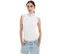 Vero moda - Top senza maniche in pizzo arricciato trasparente bianco S