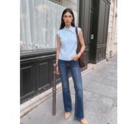 Vero Moda - Top senza maniche in pizzo blu pallido con chiusura stile mandarino-Bianco S
