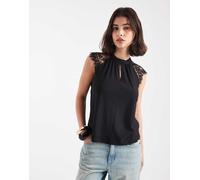 VERO MODA VMMILLA SL Lace Tee GA Noos Vestaglia, Black, Large Donna