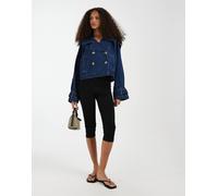 Vero Moda - Trench corto doppiopetto in denim blu scuro-Blu navy S