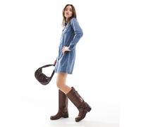 Vero Moda - Vestito camicia a maniche lunghe in denim blu medio XS