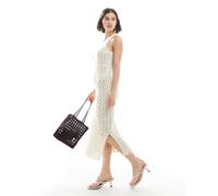 Vero Moda - Vestito canotta midi color crema in maglia all'uncinetto-Bianco L