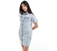 VERO MODA Abito Corto da Donna Vmjennie SS Mix Noos, Azzurro (Denim Azzurro), L