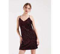 Vero Moda - Vestito corto bordeaux con spalline sottili e paillettes-Rosso XL