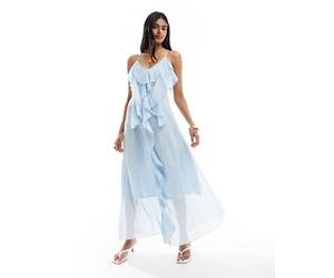 Vero Moda - Vestito lungo bohémien stile canottiera blu con volant XS