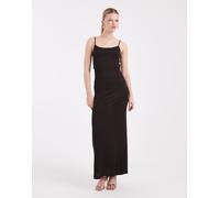 Vero Moda - Vestito lungo con spalline sottili color cioccolato e rame glitterato-Marrone L