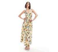 Vero Moda - Vestito lungo con spalline sottili e stampa estiva con frutta-Giallo M