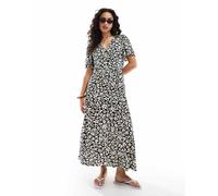 Vero Moda - Vestito lungo con stampa a fiori monocromatica e bottoni-Nero XL