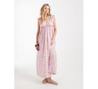 Vero Moda - Vestito lungo con volant sulle spalle e scollo a V rosa a fiori L