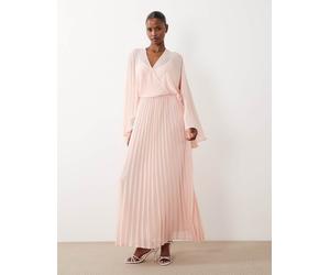 Vero Moda - Vestito lungo in chiffon rosa con scollo profondo e maniche a mantella M
