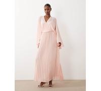 Vero Moda - Vestito lungo in chiffon rosa con scollo profondo e maniche a mantella S