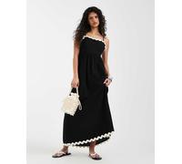 Vero Moda - Vestito lungo nero con spalline sottili e finiture smerlate a contrasto 2XL
