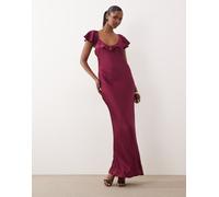 Vero Moda - Vestito lungo viola con maniche ad aletta e rose L