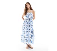 Vero Moda - Vestito midi a canottiera blu con stampa di conchiglie XXS