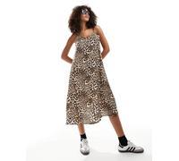 Vero Moda - Vestito midi con spalline sottili e scollo a V leopardato-Multicolore XXS