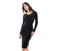 Vero Moda - Vestito midi in maglia a coste nero a maniche lunghe con cintura M