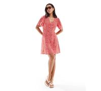 Vero Moda - Vestito skater corto rosso a pois con bottoni M