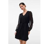 Vero Moda - VMALVA DETAIL LS V-NECK SHORT DRESS WVN Nero - Abbigliamento M Nero