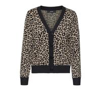 VERO MODA VMARIA Art LS V-Neck Cardigan GA, Black/Detail:w. Silver Mink Leo Print, S