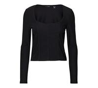 VERO MODA VMASTA LS Corset Short Jrs Top da Donna, Nero, L, Nero, L