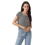 VERO MODA Vmava Plain SS Top Stripe Ga Jrs Noos Maglietta, Nero/Strisce: Cristine, L Donna
